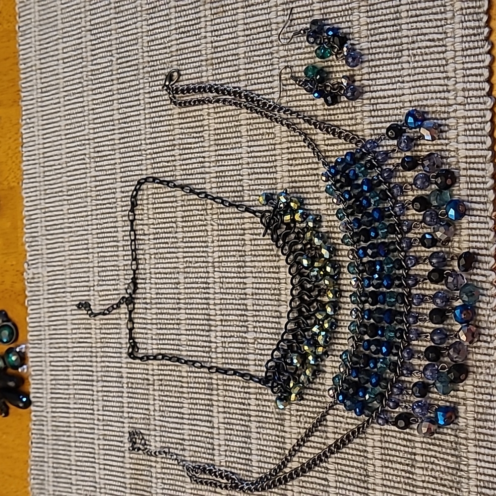 Bundle Two Statement Necklaces One Pair Matched E… - image 1